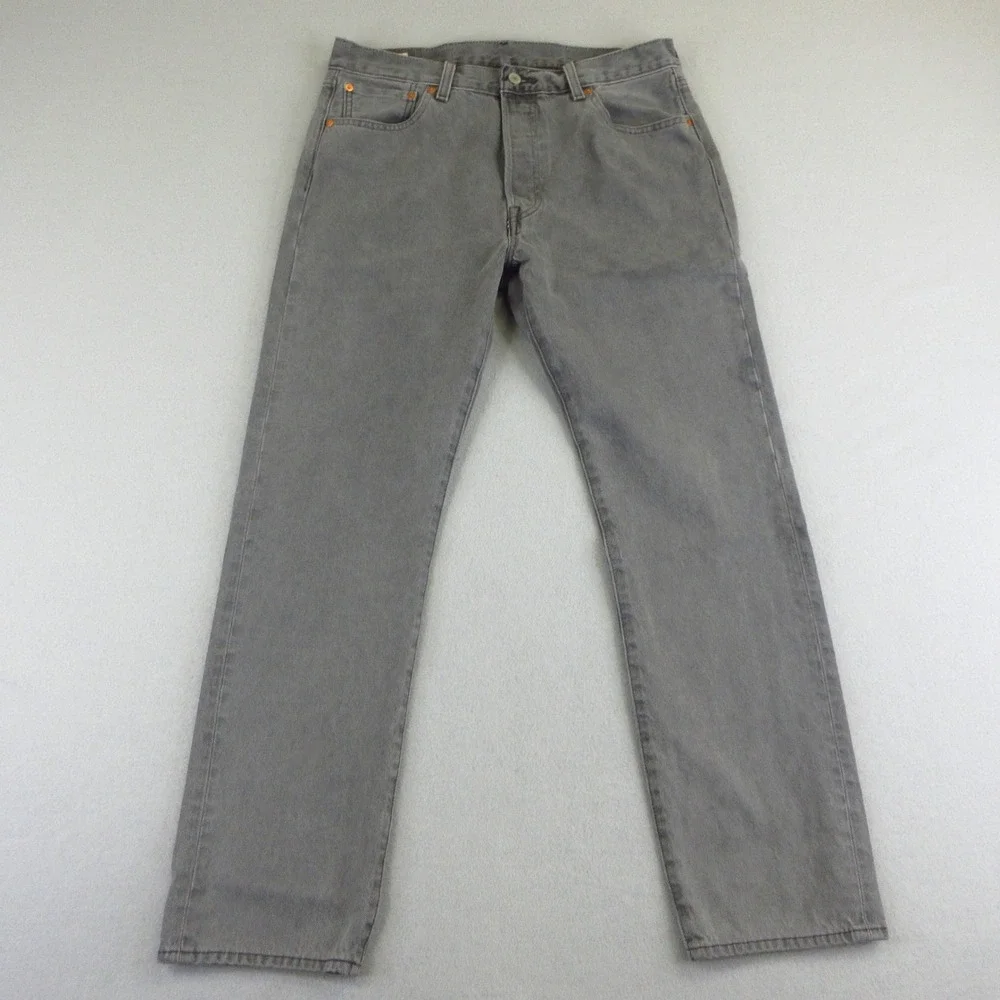 Levis Premium 501 Jeans Mens 34x32 (34x31) Gray Button Fly 100% Cotton EUC
